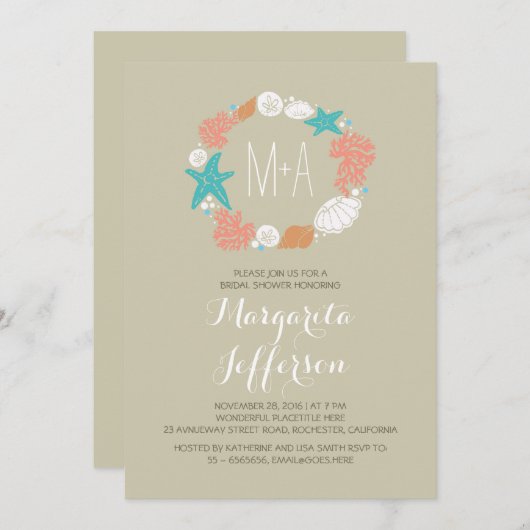 Nautisch zee krans strand vrijgezellenfeest nodigt kaart (Voorkant / Achterkant)