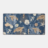 Nautisch Zee Life Ocean Turtle Seahorse Shell Navy Bureaumat (Voorkant)