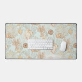 Nautisch Zee Life Ocean Turtle Seahorse Shell Navy Bureaumat (Keyboard & Muis)