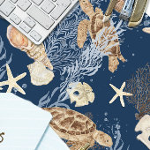 Nautisch Zee Life Ocean Turtle Seahorse Shell Navy Bureaumat