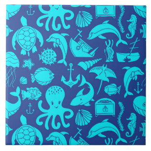 Nautisch Zee Life Patroon   Tegeltje