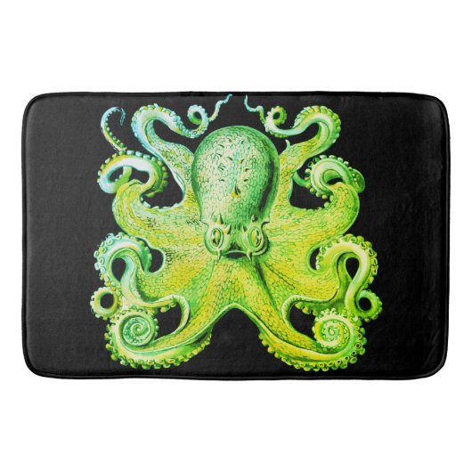 Nautisch zee Octopus badmat groene limoen (Voorkant)