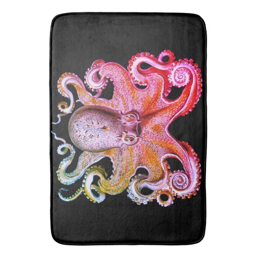 Nautisch zee Octopus badmat roze regenboog (Voorkant Verticaal)