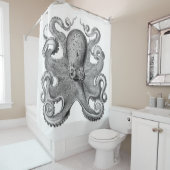 Nautisch zee Octopus decor grijze witte douche Douchegordijn (In situ)