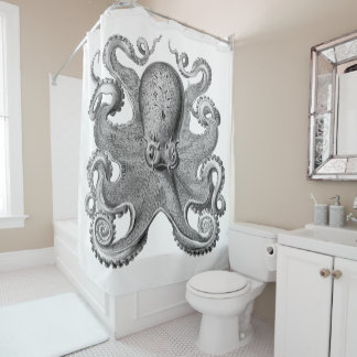Nautisch zee Octopus decor grijze witte douche Douchegordijn