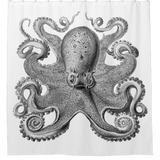Nautisch zee Octopus decor grijze witte douche Douchegordijn (Voorkant)