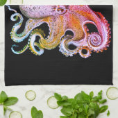 Nautisch zee Octopus decor keukenhanddoekroze Theedoek (Gevouwen)
