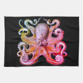 Nautisch zee Octopus decor keukenhanddoekroze Theedoek (Horizontaal)