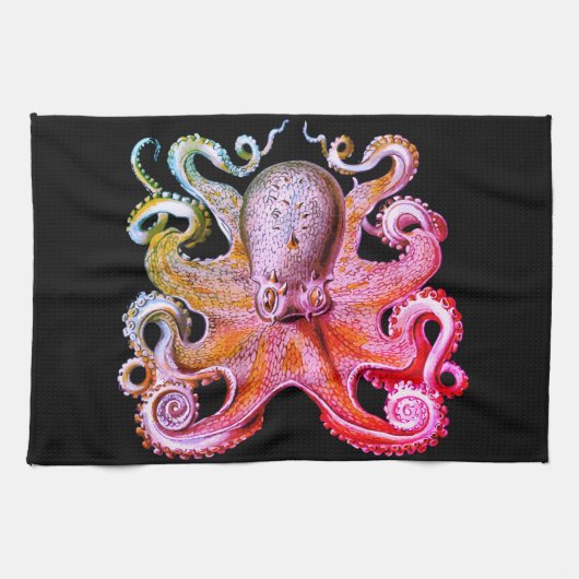 Nautisch zee Octopus decor keukenhanddoekroze Theedoek (Horizontaal)