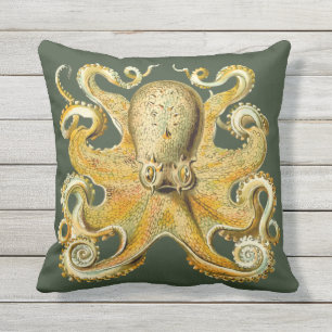 Nautisch zee Octopus decor kussen groen goud