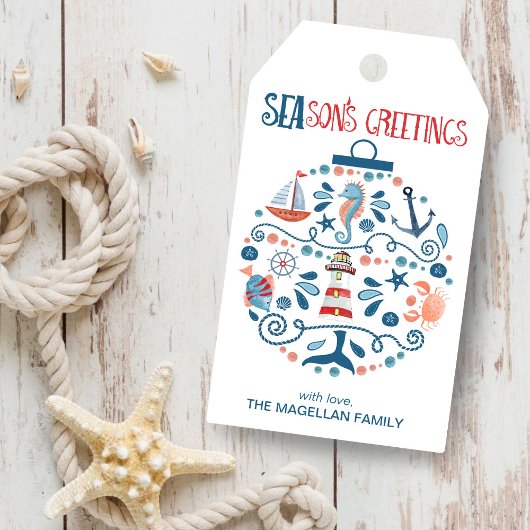 Nautisch Zee Ornament Kustkerst Cadeaulabel