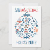 Nautisch Zee Ornament Kustkerstfeest Kaart (Voorkant)
