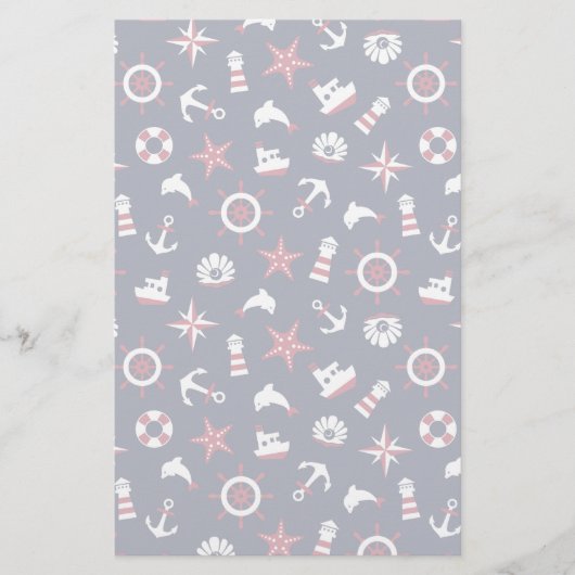 Nautisch Zee Patroon Briefpapier (Voorkant)