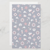 Nautisch Zee Patroon Briefpapier (Voorkant / Achterkant)