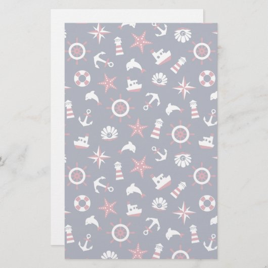 Nautisch Zee Patroon Briefpapier (Voorkant / Achterkant)