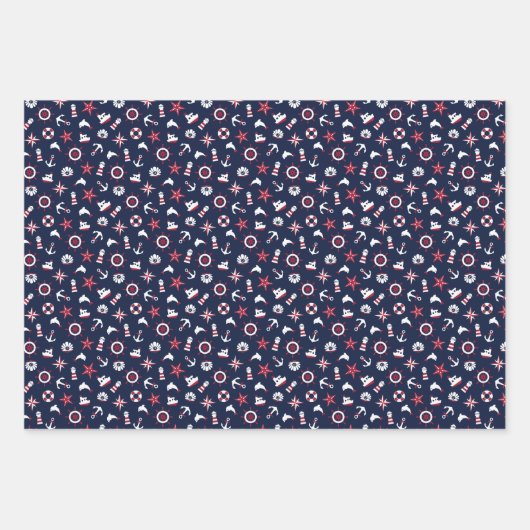 Nautisch Zee Patroon Inpakpapier Vel (Voorkant 3)
