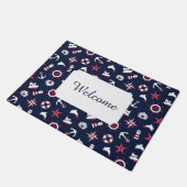 Nautisch Zee Patroon | Jouw tekst toevoegen Deurmat (Schuin)