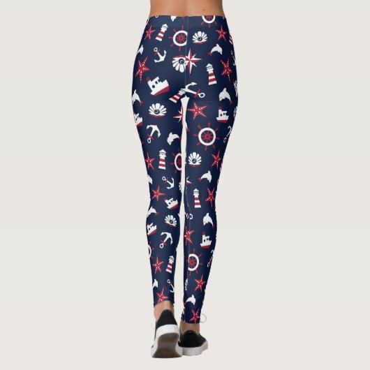Nautisch Zee Patroon Leggings (Achterkant)