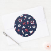 Nautisch Zee Patroon Ronde Sticker (Envelop)