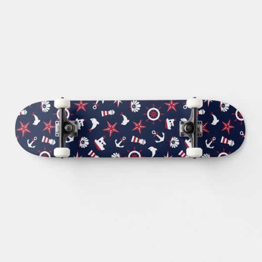 Nautisch Zee Patroon Skateboard (Horizontaal)