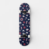 Nautisch Zee Patroon Skateboard (Voorkant)