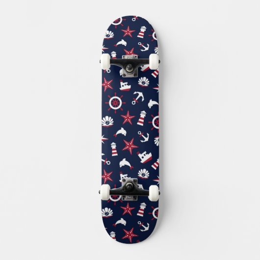 Nautisch Zee Patroon Skateboard (Voorkant)