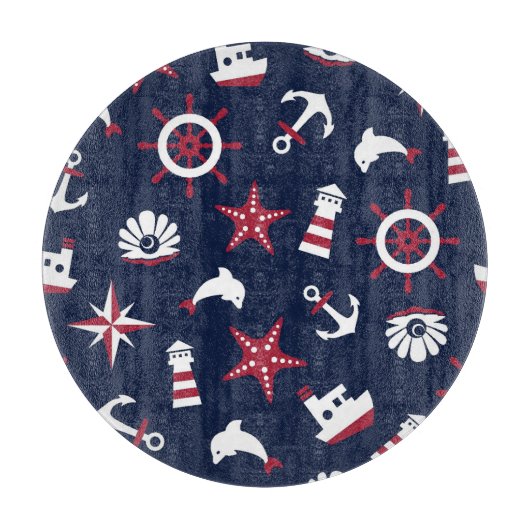 Nautisch Zee Patroon Snijplank (Voorkant)