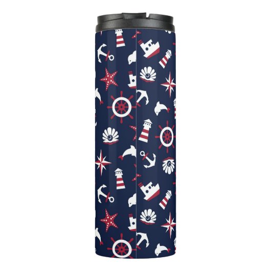 Nautisch Zee Patroon Thermosbeker (Achterkant)