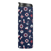 Nautisch Zee Patroon Thermosbeker (Geroteerd rechts)