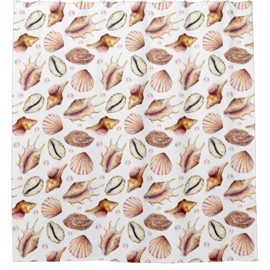 Nautisch Zee Shell Pattern Douchegordijn (Voorkant)