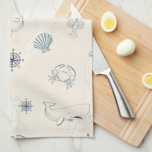 Nautisch Zee Theedoek (Quarter Fold)