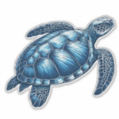 Nautisch Zee Turtle Custom-Cut Vinyl Sticker (Voorkant)
