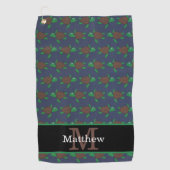 Nautisch Zee Turtle Pattern Initiaal Monogram Golfhanddoek (Voorkant)