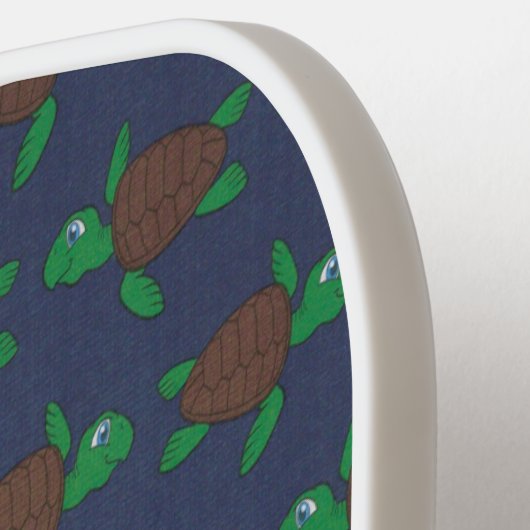 Nautisch Zee Turtle Pattern Initiaal Monogram Pickleball Paddle (Links Detail)