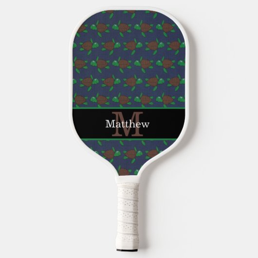 Nautisch Zee Turtle Pattern Initiaal Monogram Pickleball Paddle (Achterkant)