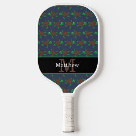 Nautisch Zee Turtle Pattern Initiaal Monogram Pickleball Paddle