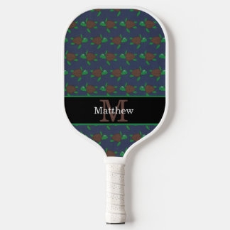Nautisch Zee Turtle Pattern Initiaal Monogram Pickleball Paddle