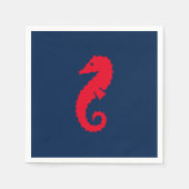 Nautisch zeeaardenblauw en rood papier servet (Voorkant)