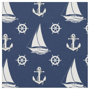 Nautisch zeeanker/wiel/zweefboot silhouet stof