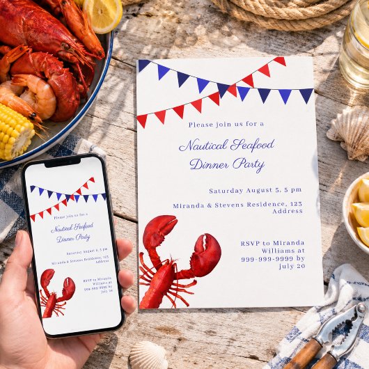 Nautisch zeedieren diner zomerfeest kaart