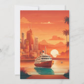 Nautisch Zeegezicht Strand Cruise Palm Bruiloft Kaart (Achterkant)