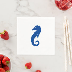 Nautisch zeepaardenblauw witzomerpapier servet