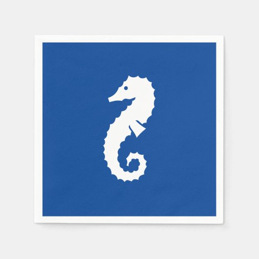 Nautisch zeepaardenblauw witzomerpapier servetten (Voorkant)
