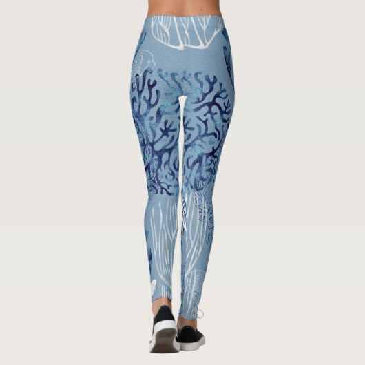 Nautisch zeepaardje en vis leggings (Achterkant)