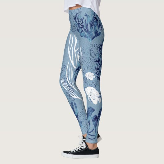 Nautisch zeepaardje en vis leggings (Links)