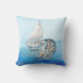 Nautisch zeepaardje en vis - Zee - Alle opties Kussen