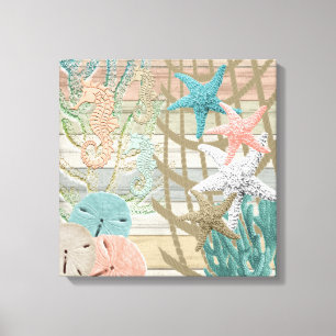 Nautisch zeesoortstrand - Koraal Canvas Afdruk
