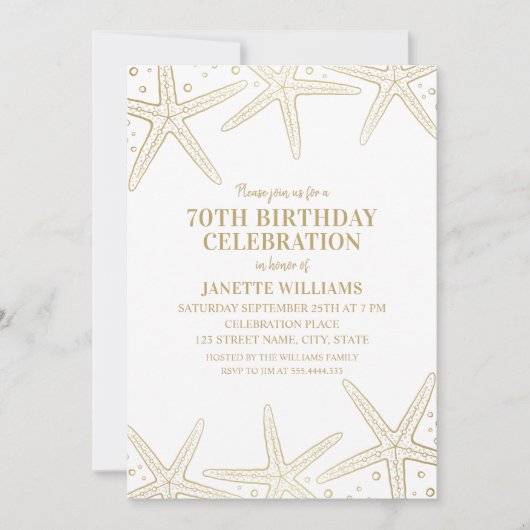 Nautisch Zeester Strand Volwassene 70e Verjaardags Kaart (Voorkant)