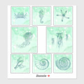 Nautisch Zeewezen Waterverf Sticker Set (Vel)