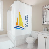 Nautisch zeil kleurrijk modern douchegordijn (In situ)